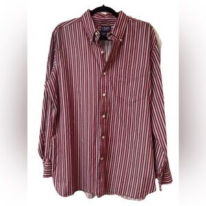 NWOT CHAPS Men’s Button down shirt maroon/blue striped Size L